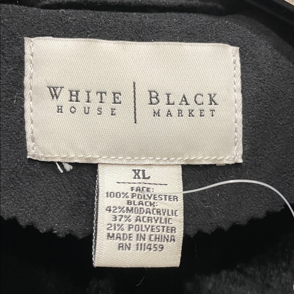 White House Black Market Dark Teddy Jacket with Plush Collar - Picture 3 of 9